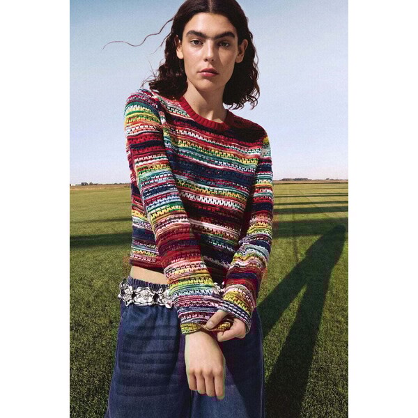 Desigual Wielokolorowy melanżowy sweter 26SWJFXC3049