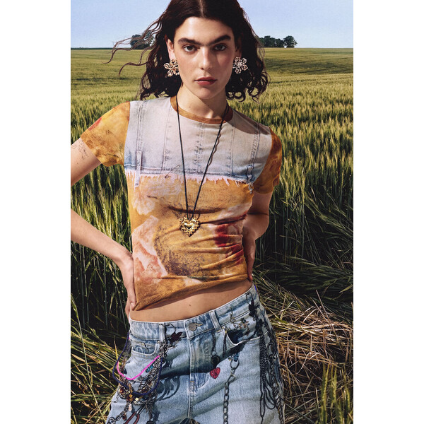 Desigual Koszulka patchwork 26SWTKXQ8006