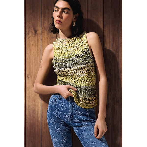 Desigual Wielokolorowa szydełkowa koszulka 26SWTF054028