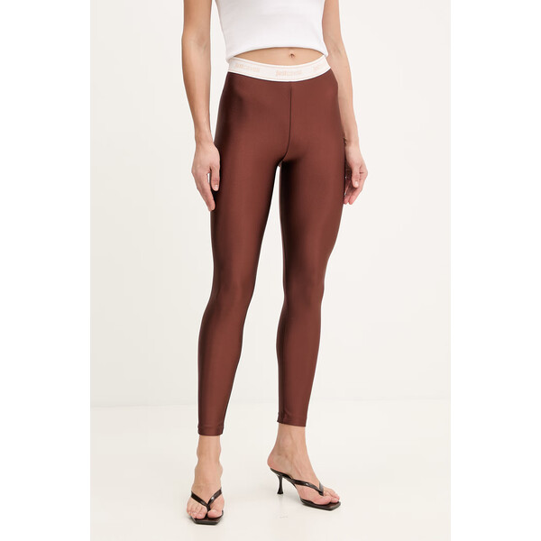 Just Cavalli legginsy damskie  brązowe high waist 80PAC100 J0108 80PAC100.J0108