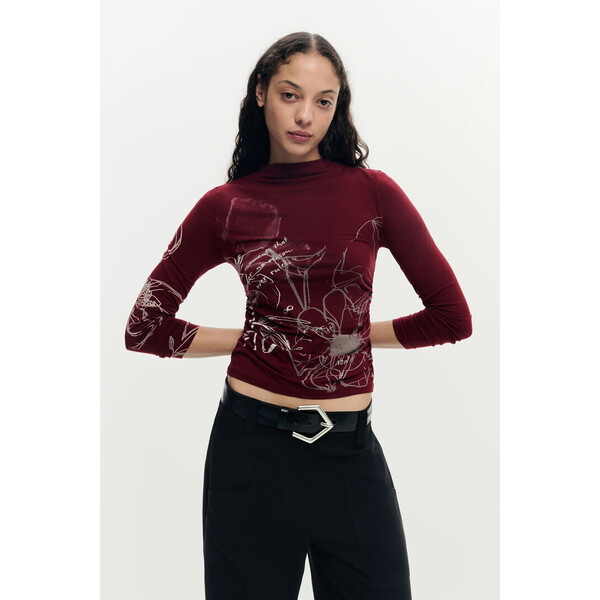 Desigual Koszulka z długim rękawem z nadrukiem 26SWTKXG3035