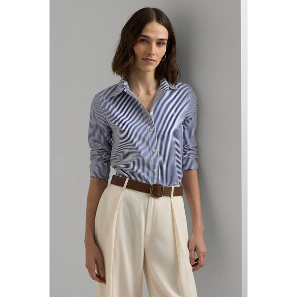 Lauren Ralph Lauren koszula bawełniana  damska kolor niebieski relaxed z kołnierzykiem klasycznym 200859048