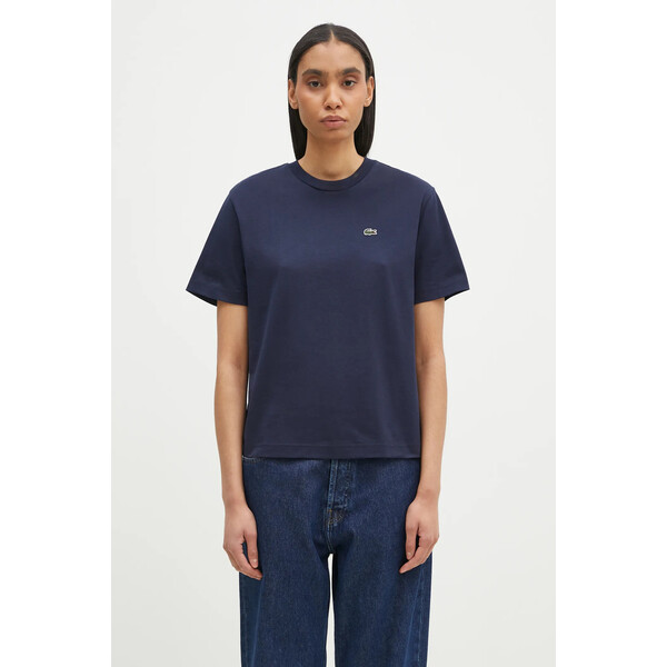 Lacoste T-shirt damski bawełniany  granatowy TF7215