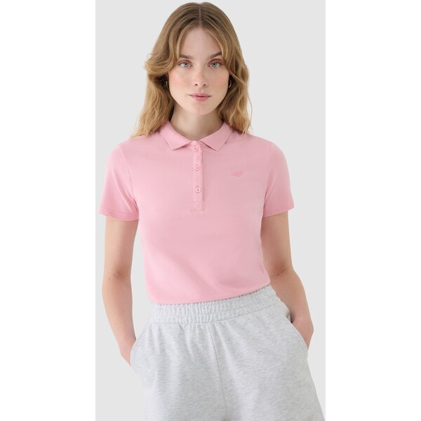 4F Koszulka polo slim damska - różowa 4FWMM00TTSHF2255-56S