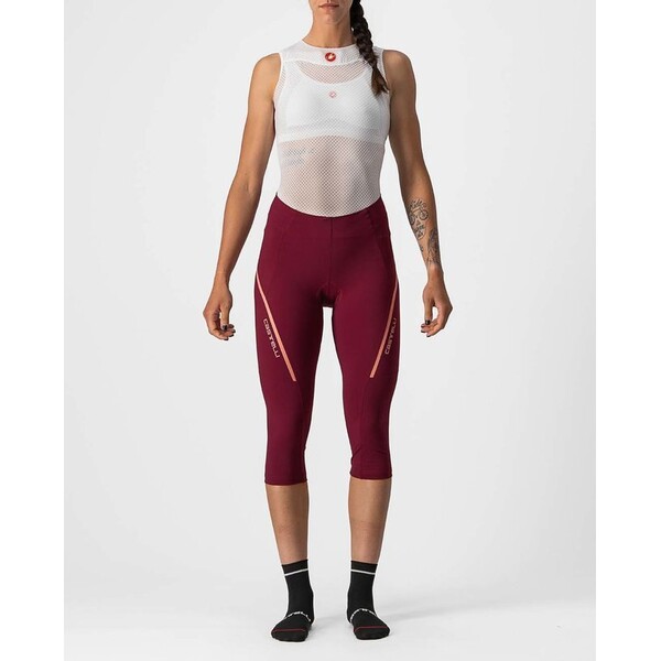 CASTELLI VELOCISSIMA 3 LADY Kolarskie spodnie 3/4 bez szelek - różowy/bordowy