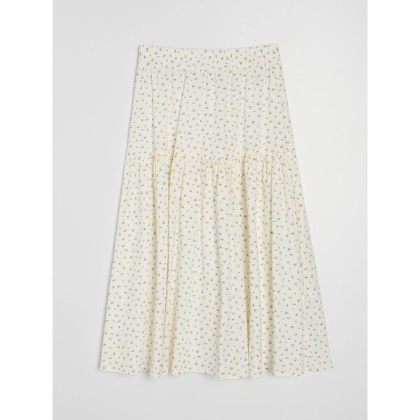 Sinsay Bawełniana spódnica midi z efektem stopniowania w kwiatki 810JH-MLC