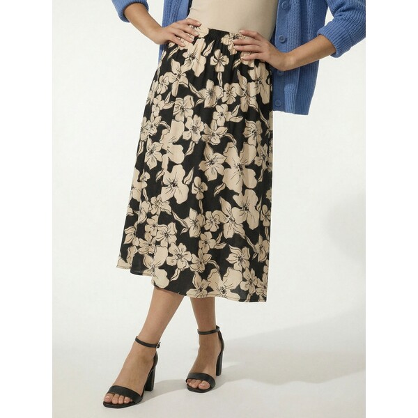 Sinsay Rozkloszowana spódnica midi z wiskozą w kwiaty 354GZ-MLC