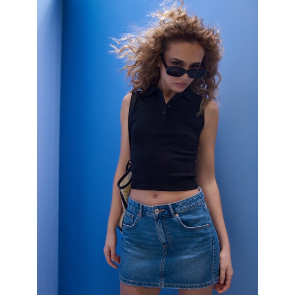 Sinsay Spódnica jeansowa z efektem sprania 882GY-55J