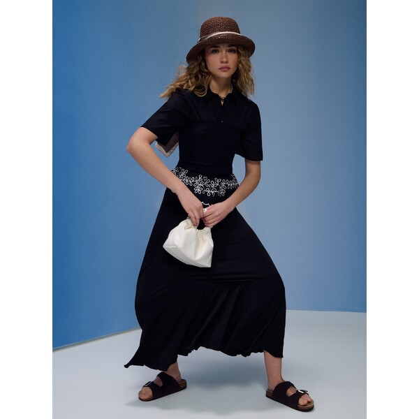 Sinsay Spódnica maxi z asymetrycznym marszczeniem 274GZ-99X