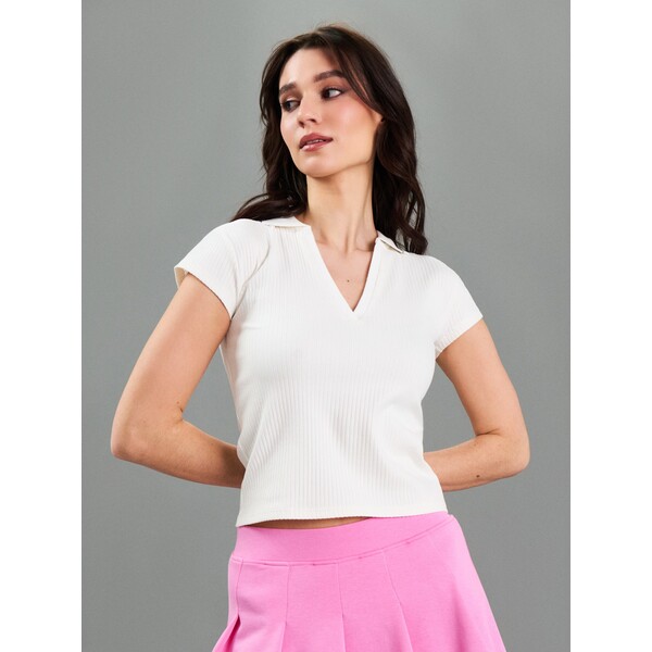 Sinsay Bawełniana bluzka z krótkim rękawem 067HB-01X