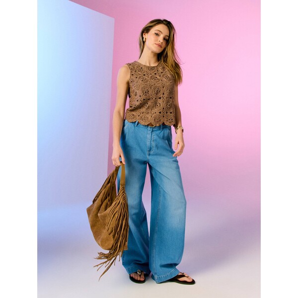 Sinsay Jeansy wide leg high waist z paskiem 892GY-55J