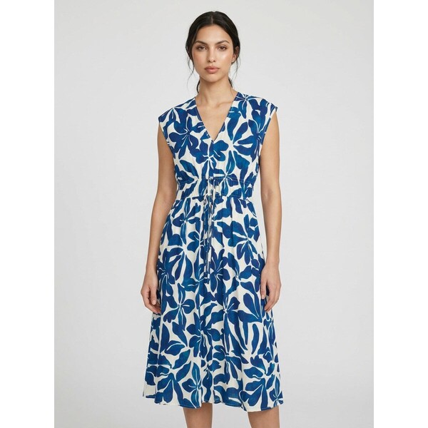 Sinsay Wiskozowa sukienka midi w kwiaty 020JM-MLC