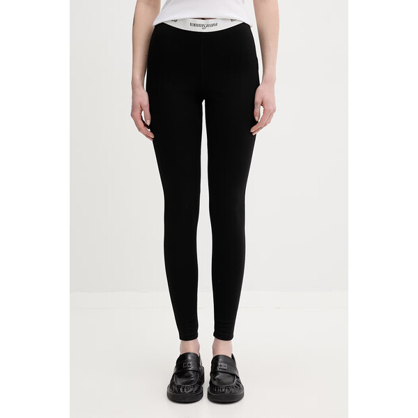 Tommy Jeans legginsy damskie z wiskozy  czarne DW0DW22768
