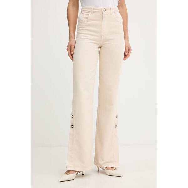 Twinset jeansy  damskie kolor beżowy 261TP211B