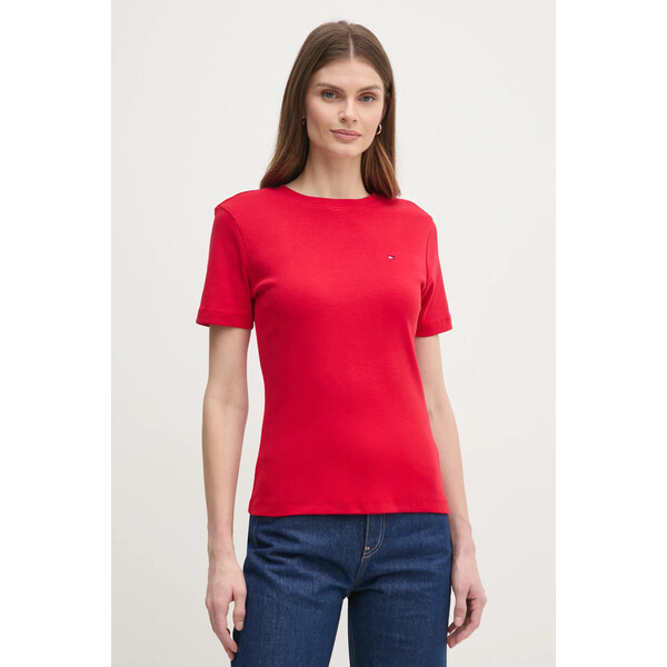 Tommy Hilfiger T-shirt damski bawełniany  czerwony WW0WW40587