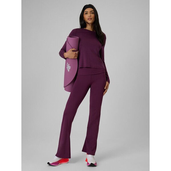 4F Legginsy z rozszerzanymi nogawkami damskie - fioletowe 4FRAW24TTIGF225-50S