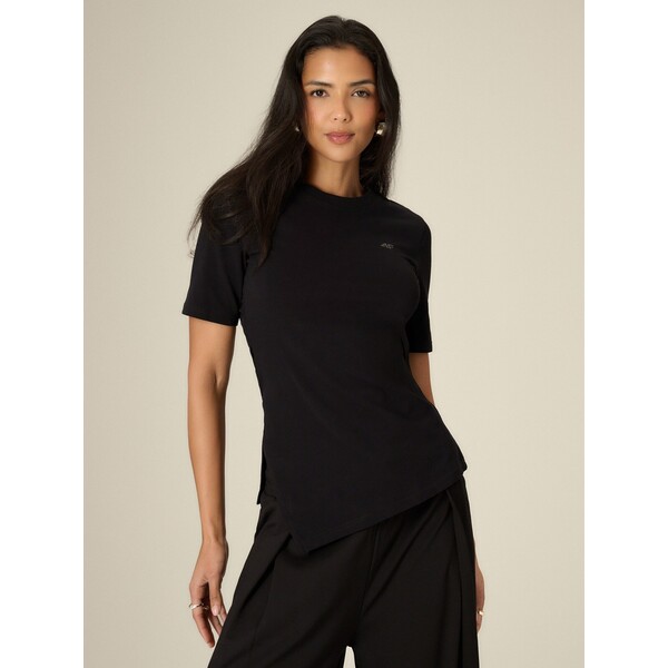 4F T-shirt regular gładki damski - czarny 4FRSS26TSWSF3081-80S