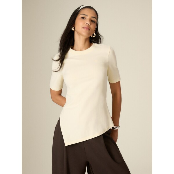 4F T-shirt regular gładki damski - żółty 4FRSS26TSWSF3081-80S