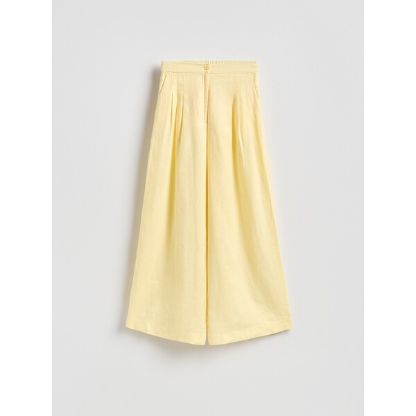 Reserved Lniane spodnie z zakładkami 066JL-10X