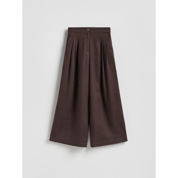 Reserved Lniane spodnie z zakładkami 066JL-89X