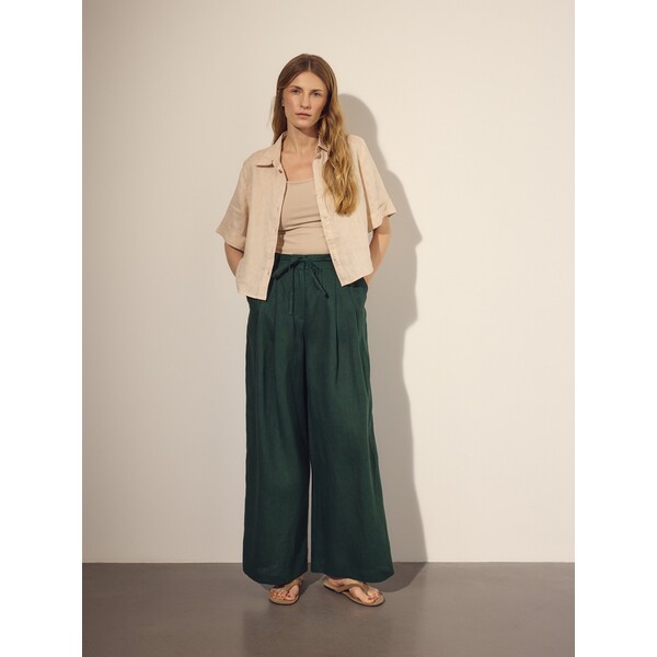 Reserved Lniane spodnie z wiązaniem 089JL-96X