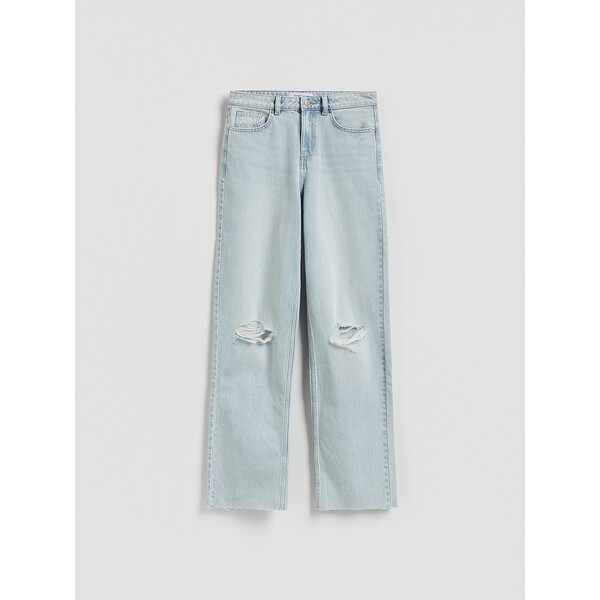 Reserved Jeansy straight z przetarciami 866JH-50J