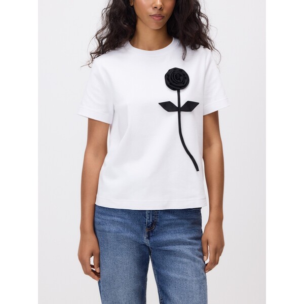 Reserved T-shirt z kwiatową aplikacją 364HT-00X