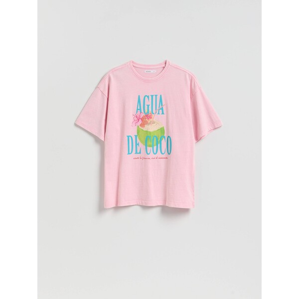 Reserved T-shirt z nadrukiem 414HT-30X