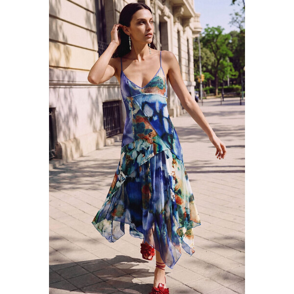 Desigual Asymetryczna sukienka we wzory 26SWVWXR5050