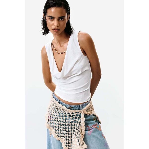 Desigual Drapowana koszulka bez rękawów 26SWTKY41000