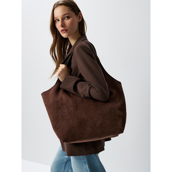 House Brązowa torba shopper z imitacji zamszu 435JF-88X