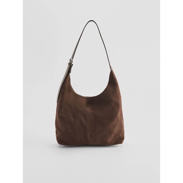 House Brązowa torebka shopper z naturalnego zamszu 414JF-89X