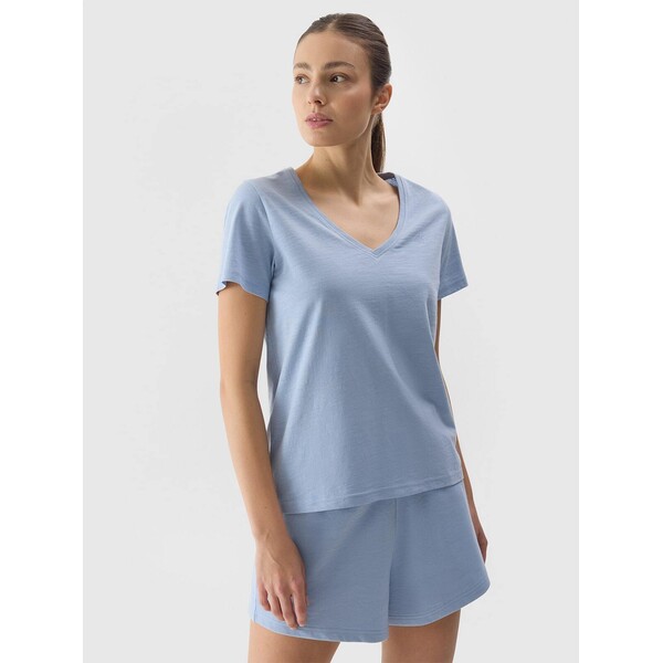 4F T-shirt gładki damski - niebieski 4FWMM00TTSHF2255-32S