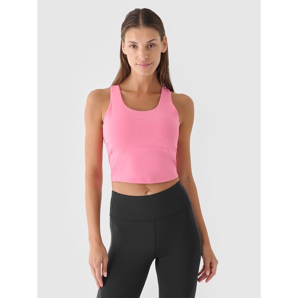 4F Crop top treningowy szybkoschnący damski - różowy 4FWMM00TTSHF2255-56S
