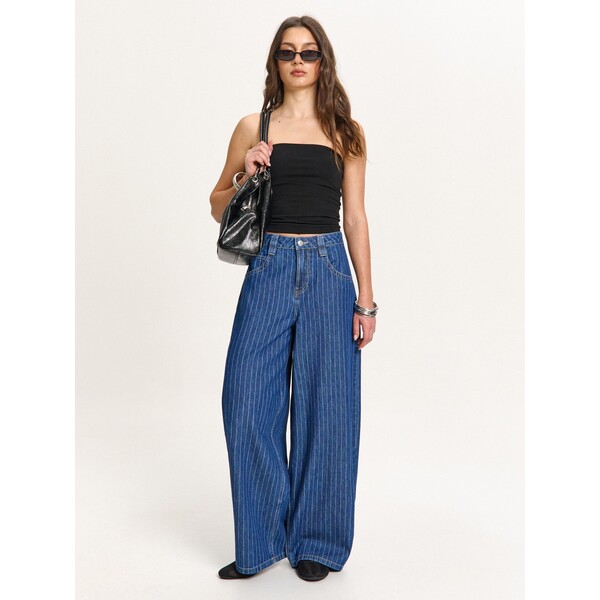 Cropp Jeansy baggy balloon w paski 548HX-59J