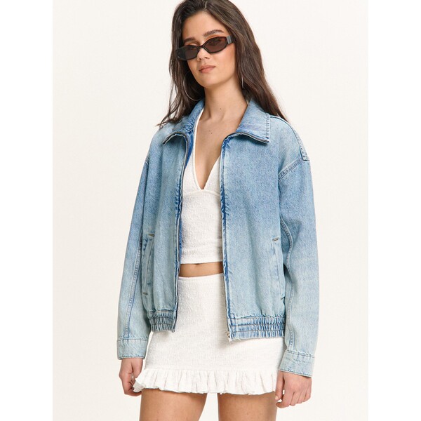 Cropp Jeansowa kurtka z wysokim kołnierzem 802HW-50M