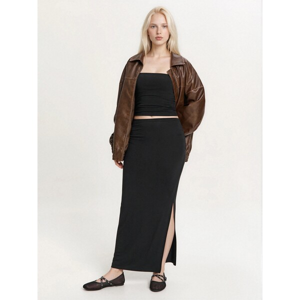 Cropp Dopasowana czarna spódnica midi 375HX-99X