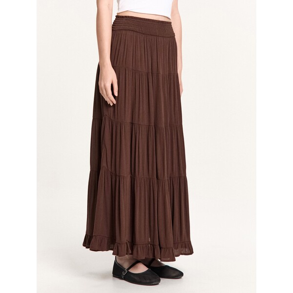 Cropp Brązowa spódnica maxi z wiskozy 119HX-80X