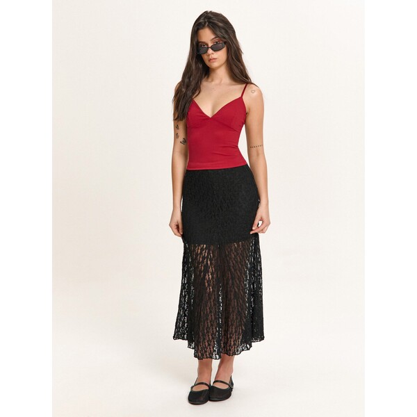 Cropp Koronkowa czarna spódnica maxi 379HX-99X