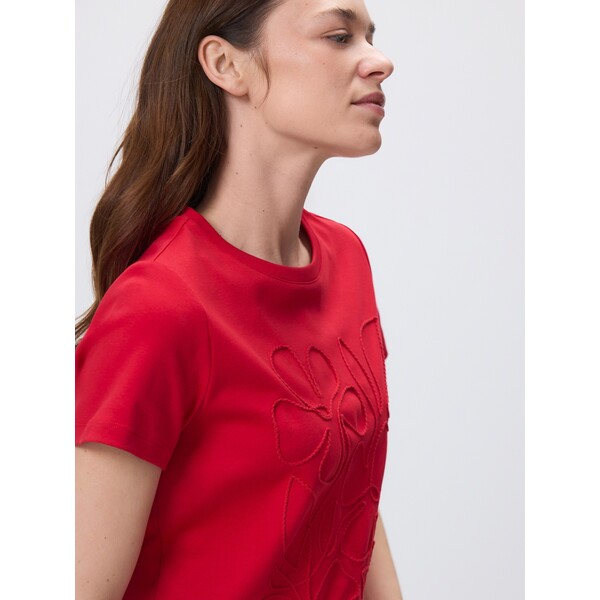 Reserved T-shirt z kwiatową aplikacją 263HT-33X