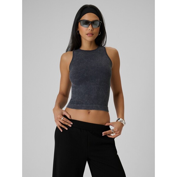 4F Top slim z prążkowanej dzianiny damski - czarny 4FRSS26TSTIF050-90A