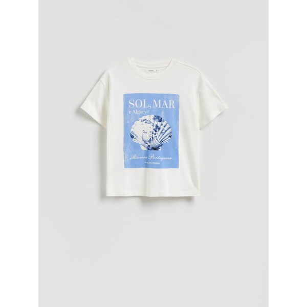 Reserved Bawełniany t-shirt z nadrukiem 229HT-00X