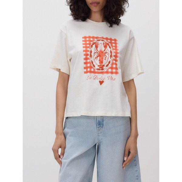 Reserved Bawełniany t-shirt z nadrukiem 008KW-02X