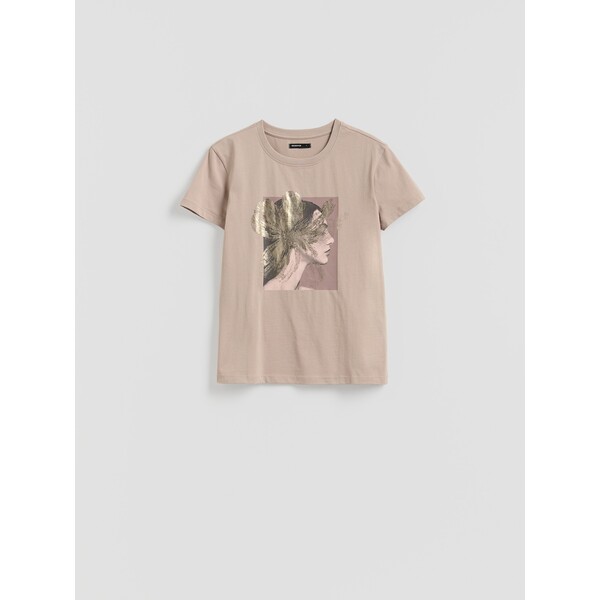 Reserved Bawełniany t-shirt z nadrukiem 420HT-08X