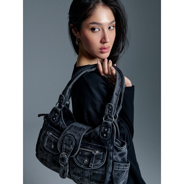 House Czarna torebka jeansowa multipocket 433JF-99X