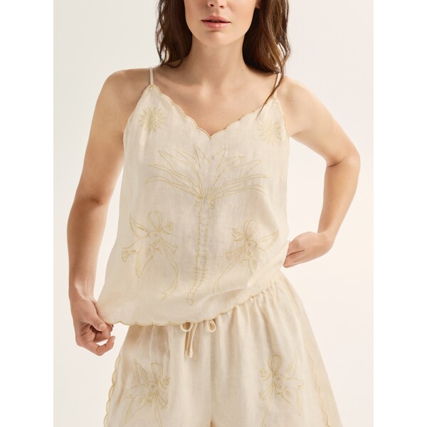 Reserved Lniany top z haftem 548IY-02X