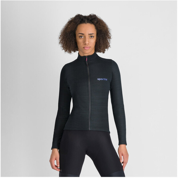 Sportful SUPERGIARA WOOL Zimowa koszulka kolarska z długim rękawem - czarny