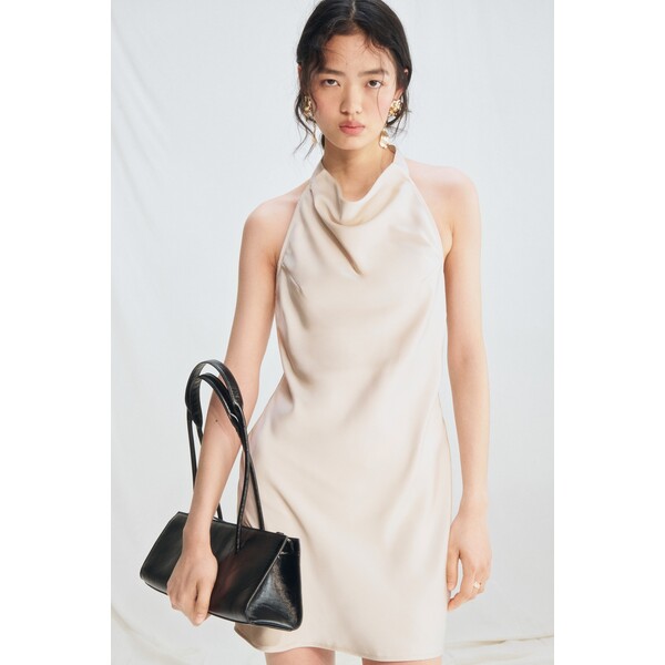 H&M Satynowa sukienka z mocowaniem na karku 1326290