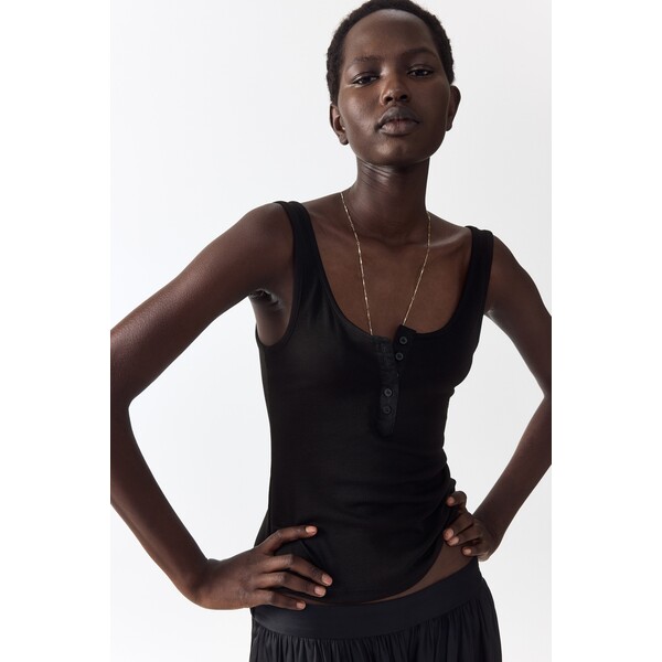 H&M Prążkowany top bez rękawów 1338314