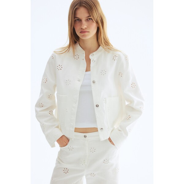 H&M Kurtka z diagonalu z haftem angielskim 1327574